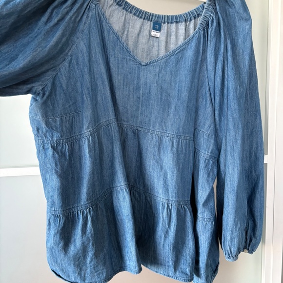 Old Navy Denim Tiered Top w/ long sleeves Sz XXL - Picture 7 of 7